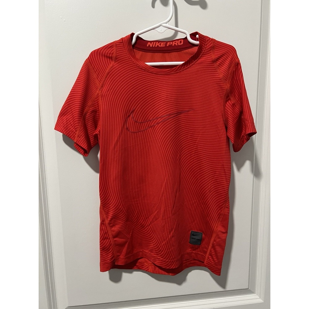 Nike Pro Boy's Cool Fitted Allover Print Training Shirt Red XS
